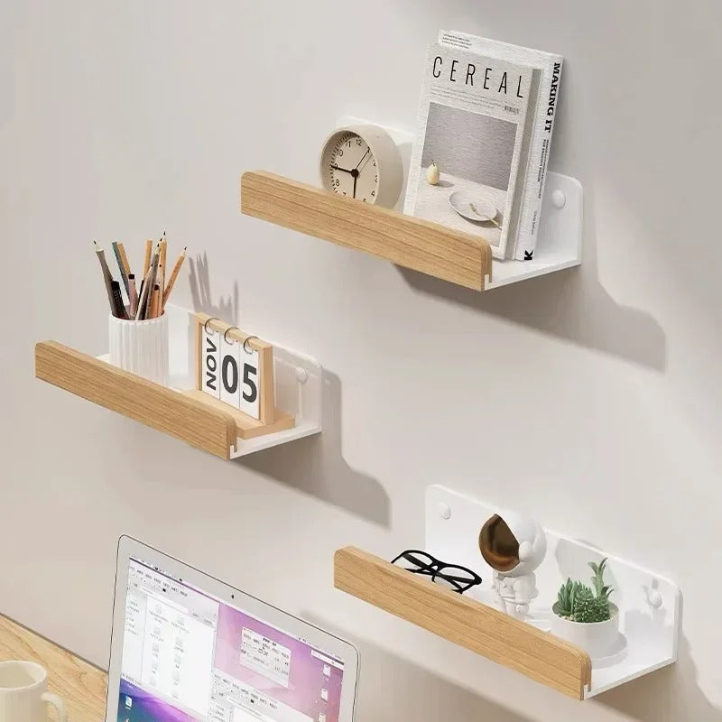Étagère Murale De Salle De Bain À Rebords En Bois