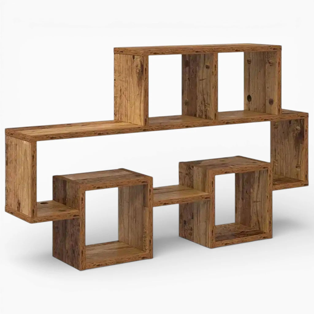 Étagère Murale De Bibliothèque En Bois Naturel Foncé À 4 Étages