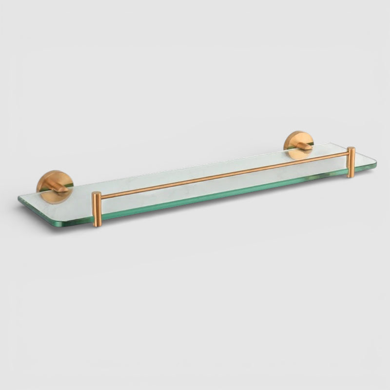 Étagère Murale De Salle De Bain En Verre À Rebords Métalliques À Fixations Invisibles