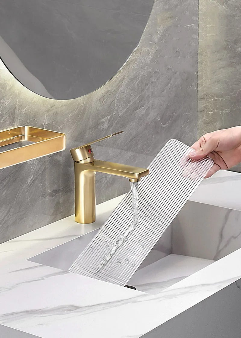 Étagère Murale Métallique De Salle De Bain Dorée Et Transparente À Fixations Invisibles À Rebords