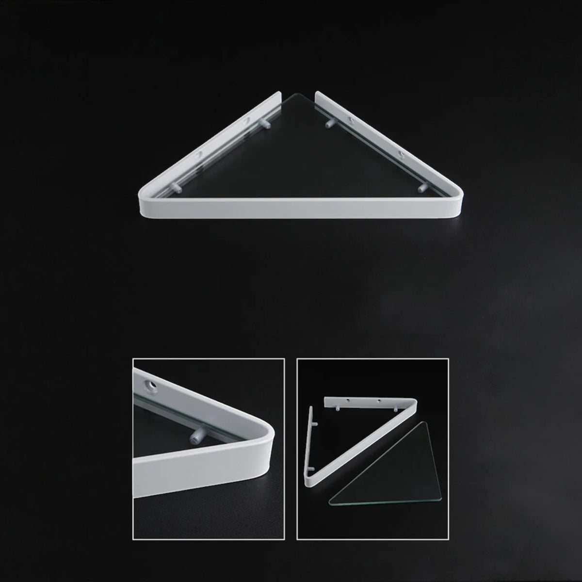 Étagère Murale De Salle De Bain En Verre À Rebords Métalliques Épais À Fixations Invisibles