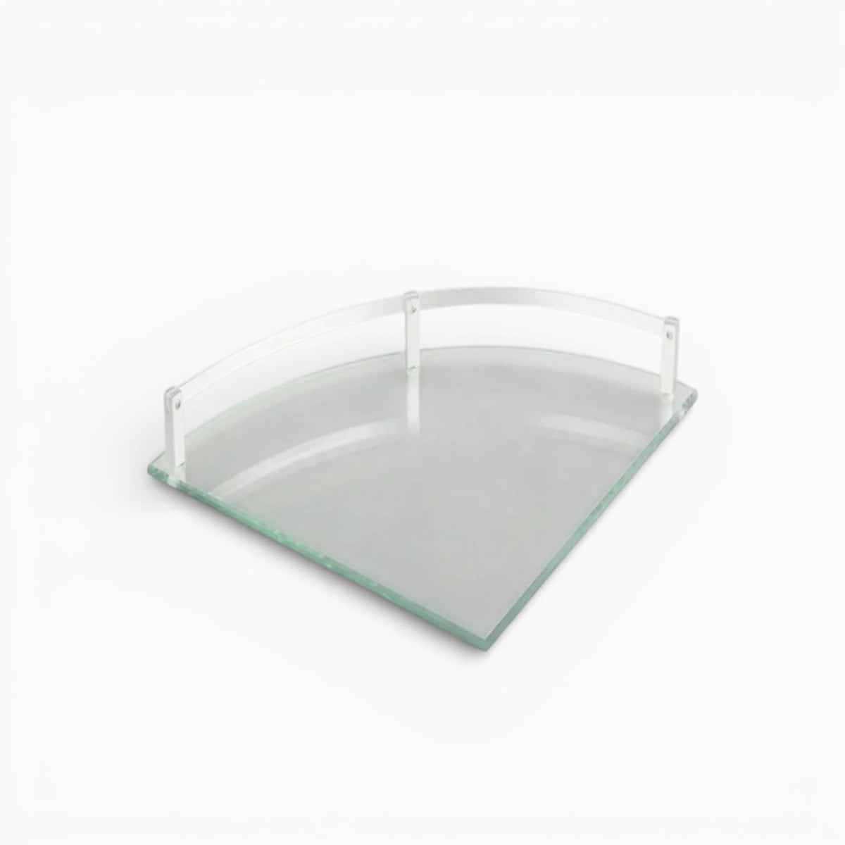 Étagère Murale D'angle De Salle De Bain En Verre Trempé À Rebords Métalliques À Fixations Invisibles
