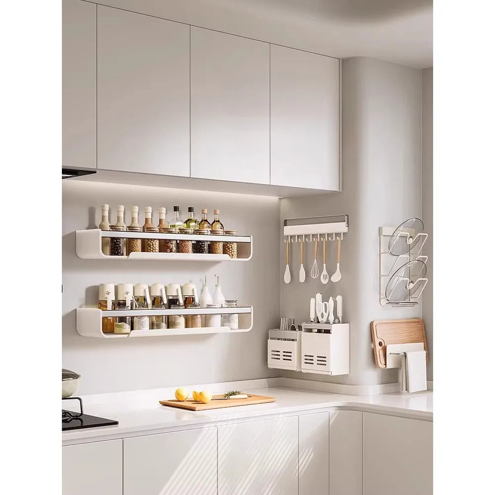 Étagère Murale De Cuisine À Épices Métallique Blanche