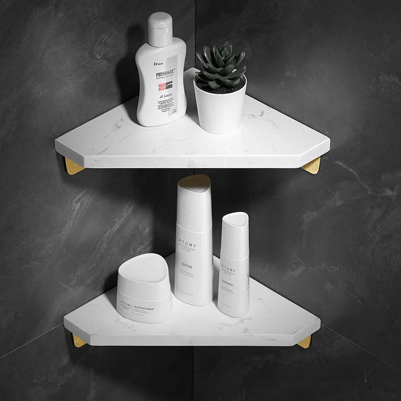 Étagère Murale D'Angle De Salle De Bain En Marbre