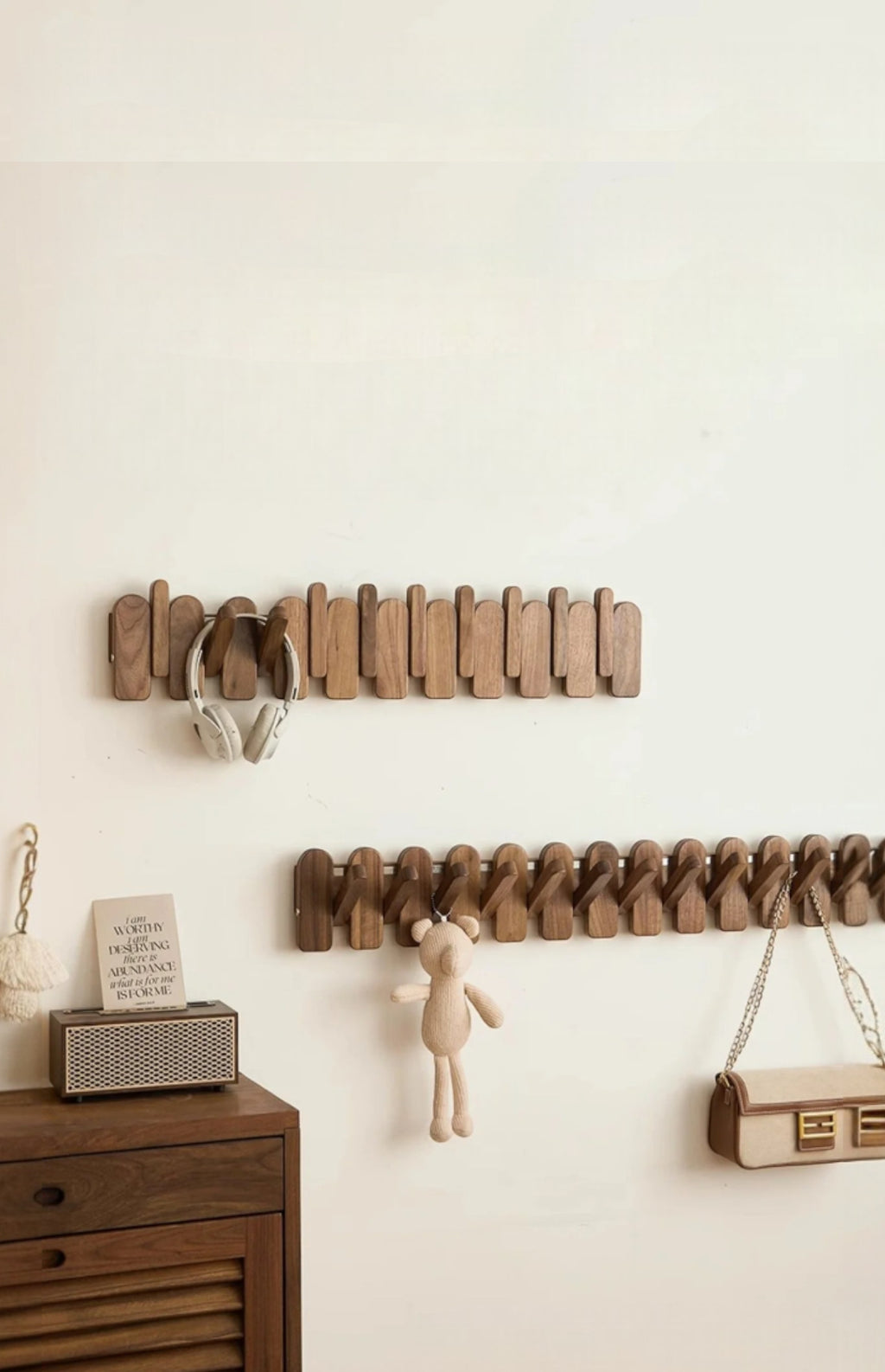 Étagère Murale Porte Manteau Style Piano En Bois
