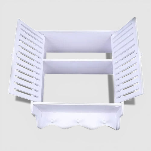 Étagère Murale Blanche À Tiroirs Porte Manteau En Bois