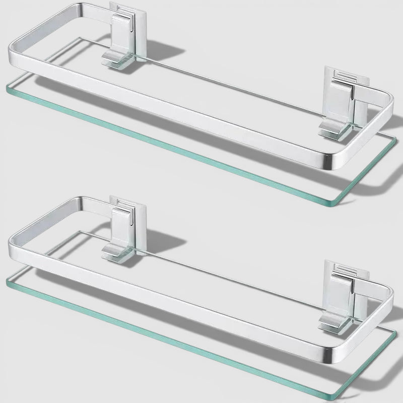 Étagère Murale De Salle De Bain À Fixations Invisibles À Rebords En Verre