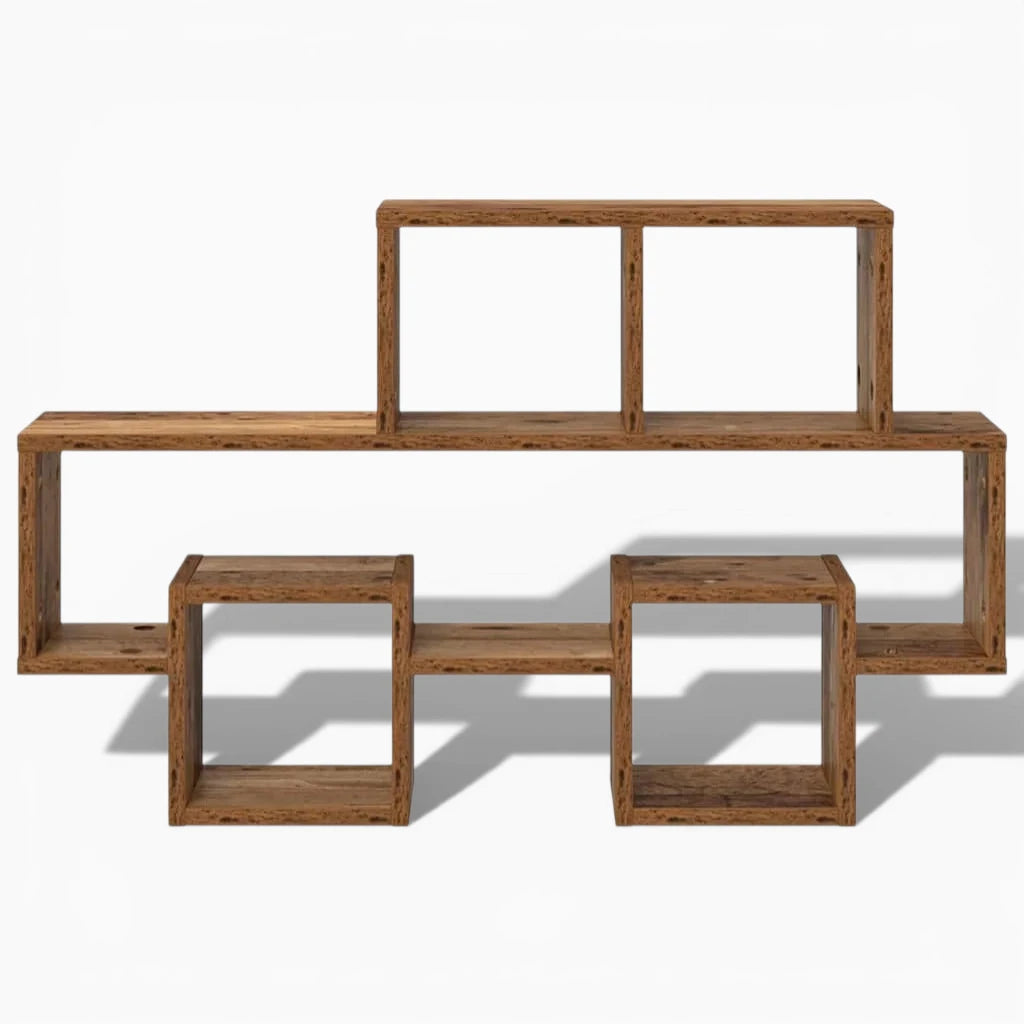 Étagère Murale De Bibliothèque En Bois Naturel Foncé À 4 Étages