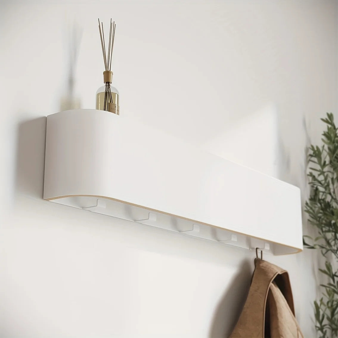 Étagère Murale En Bois Porte Manteau À Rebords À Fixations Invisibles