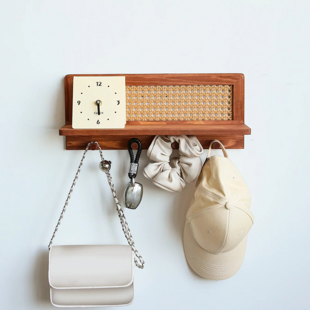 Étagère Murale En Rotin Et En Bois À Fixations Invisibles