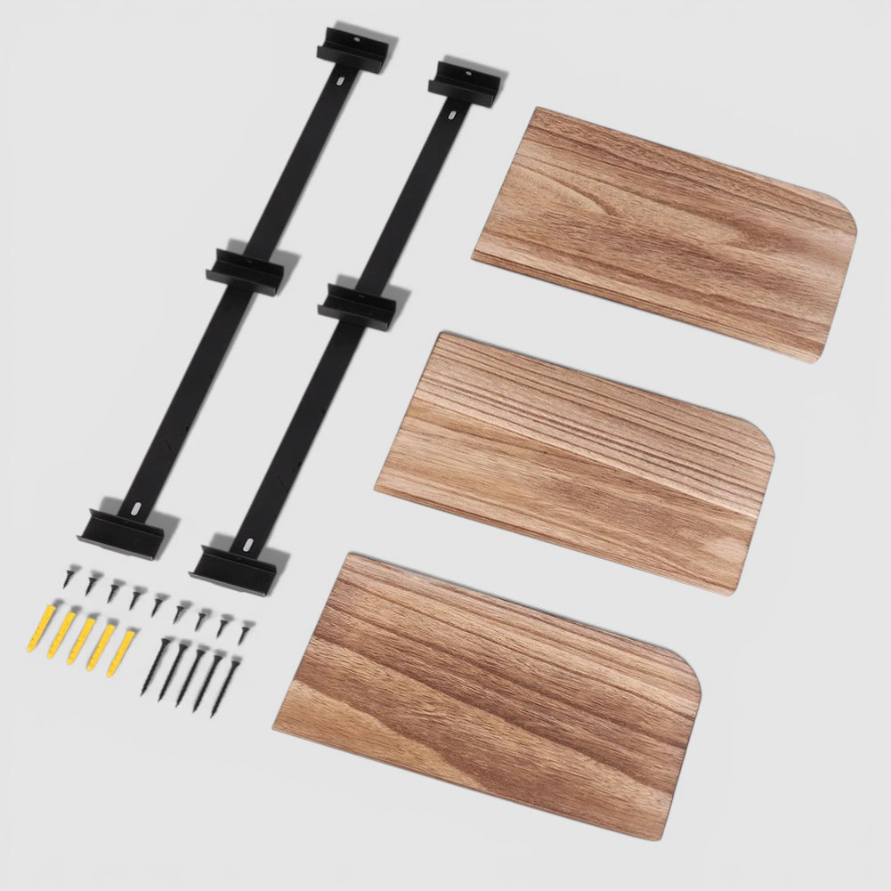 Petite Étagère Murale D'angle Vintage En Bois Naturel Foncé À Fixations Invisibles