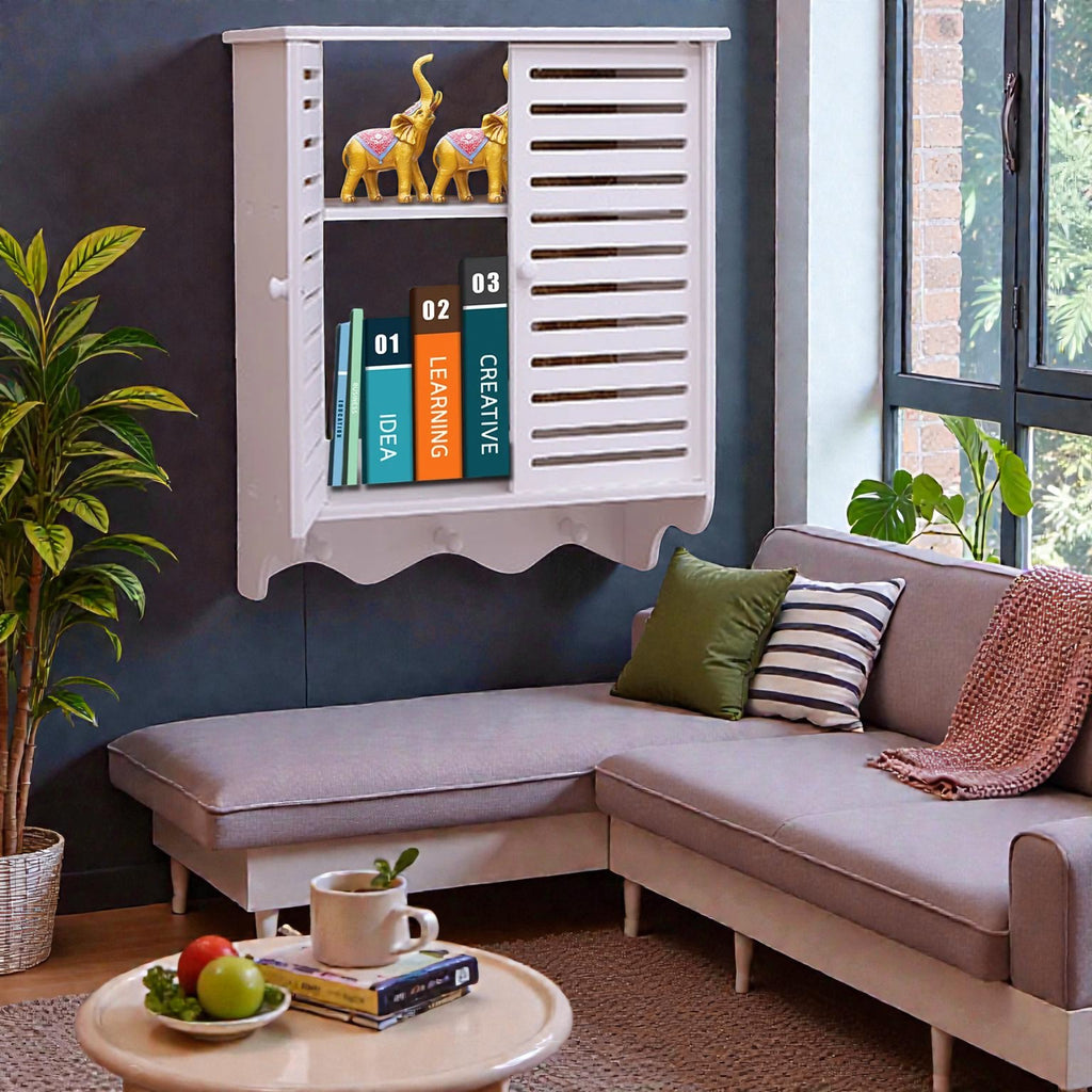 Étagère Murale Blanche À Tiroirs Porte Manteau En Bois