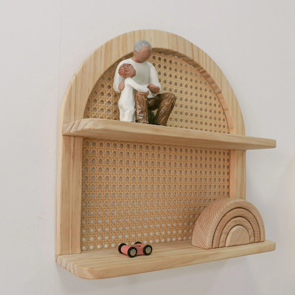 Étagère Murale En Rotin Et En Bois À Fixations Invisibles