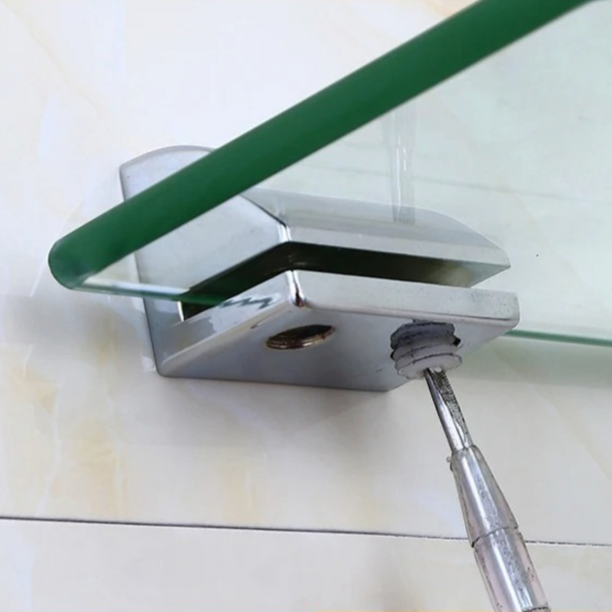 Étagère Murale D'angle Vintage De Salle De Bain En Verre À Fixations Invisibles À Rebords