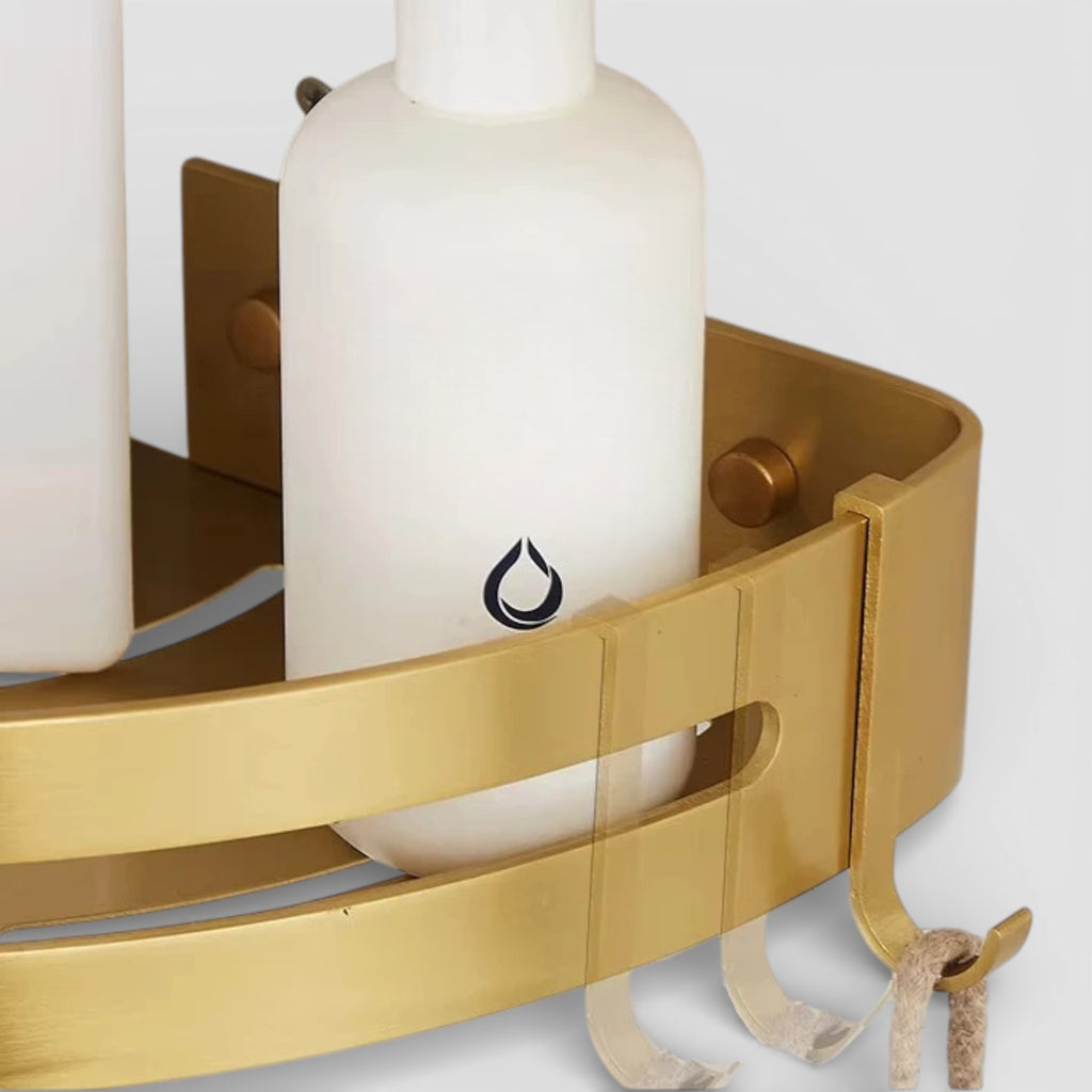 Étagère Murale D'Angle De Salle De Bain Dorée À Rebords Pour La Douche