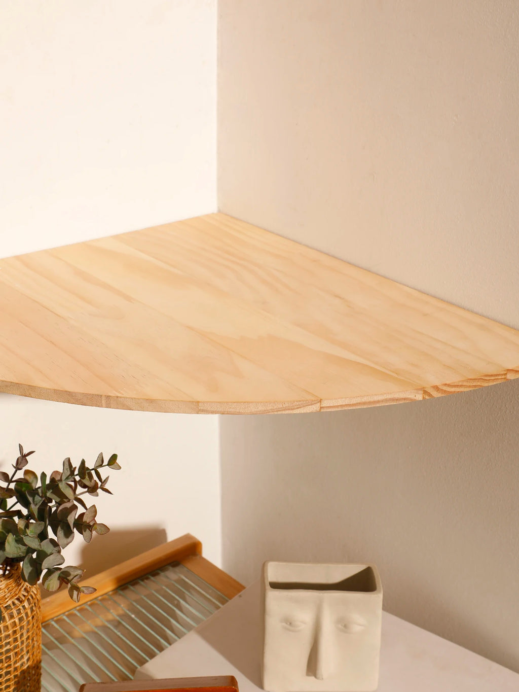 Étagère Murale D'Angle En Bois Clair