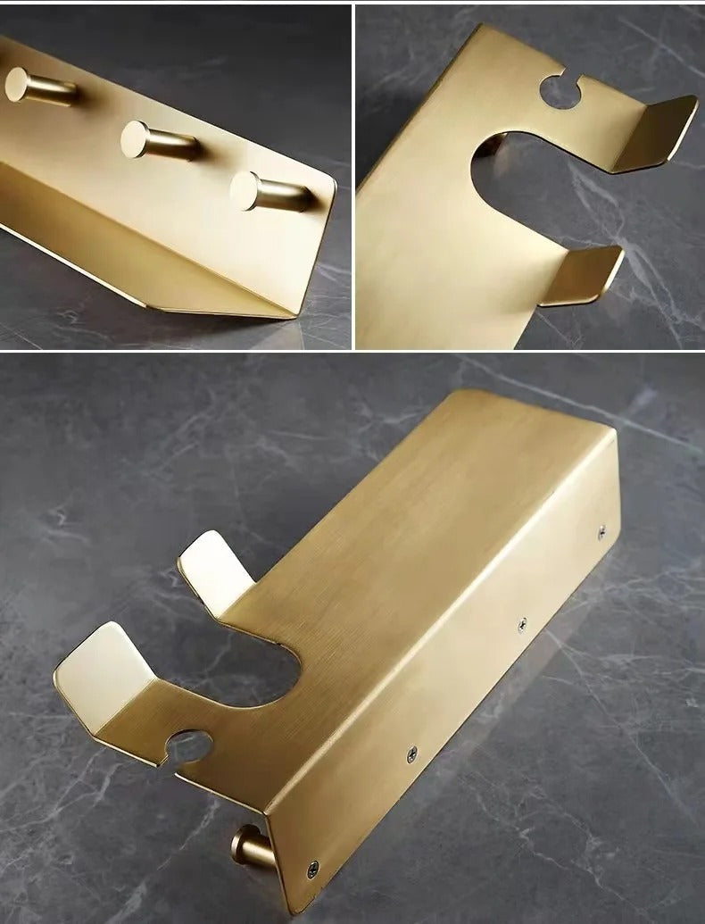 Étagère Murale Métallique De Salle De Bain Dorée Porte Serviette À Rebords À Fixations Invisibles