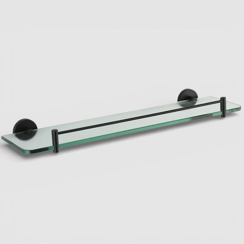 Étagère Murale De Salle De Bain En Verre À Rebords Métalliques À Fixations Invisibles