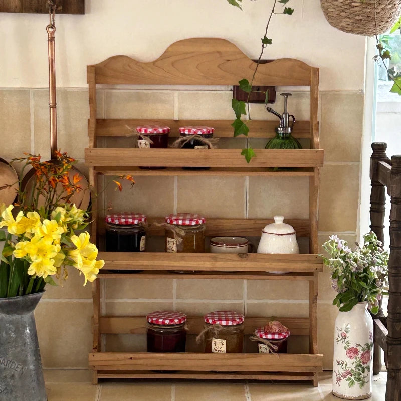 Étagère Murale Vintage En Bois Naturel Foncé À Rebords À Fixations Invisibles