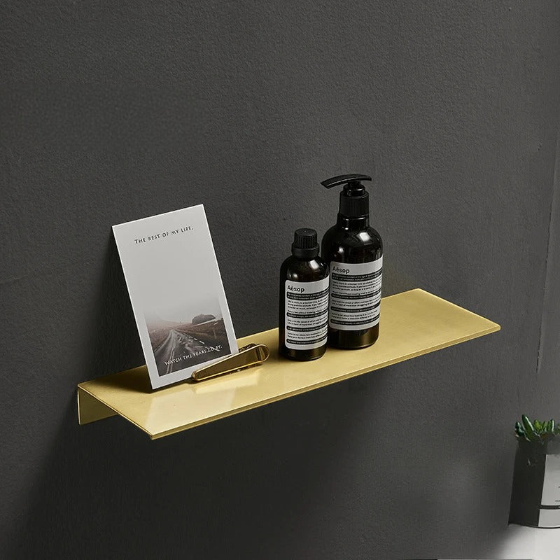 Étagère Murale De Salle De Bain Moderne Métallique Dorée