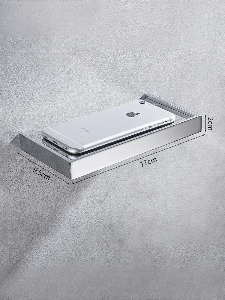 Étagère Murale Métallique  À Fixations Invisibles De Salle De Bain Pour Accessoires