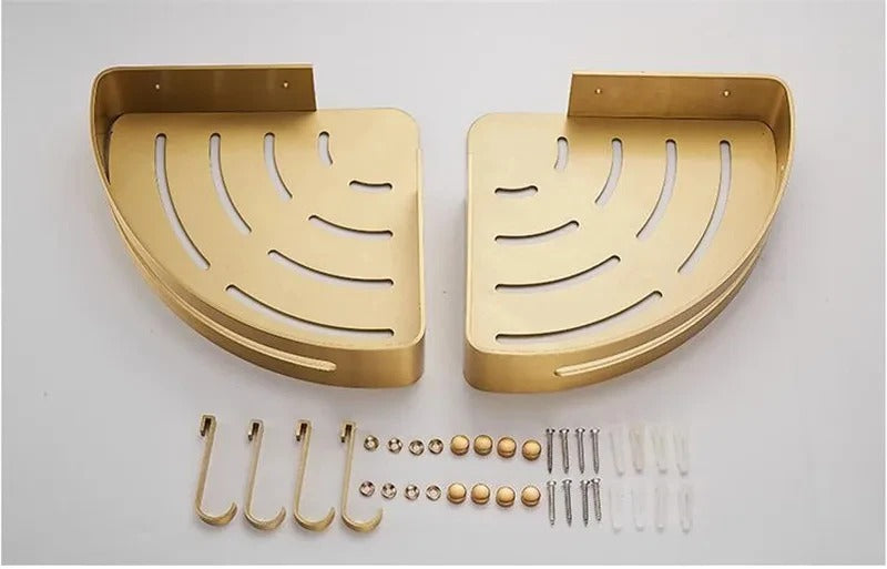 Étagère Murale D'Angle De Salle De Bain Dorée À Rebords Pour La Douche