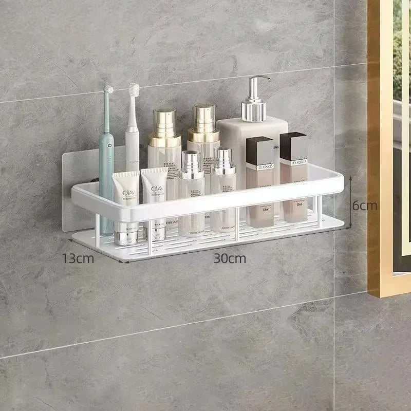 Étagère Murale De Salle de Bain Métallique À Rebords Sans Percer