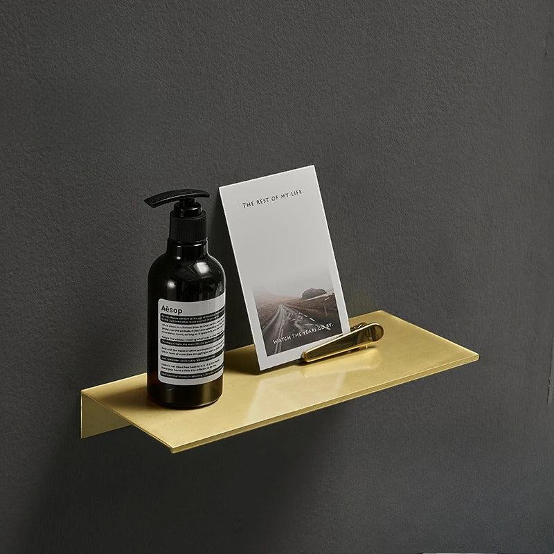 Étagère Murale De Salle De Bain Moderne Métallique Dorée