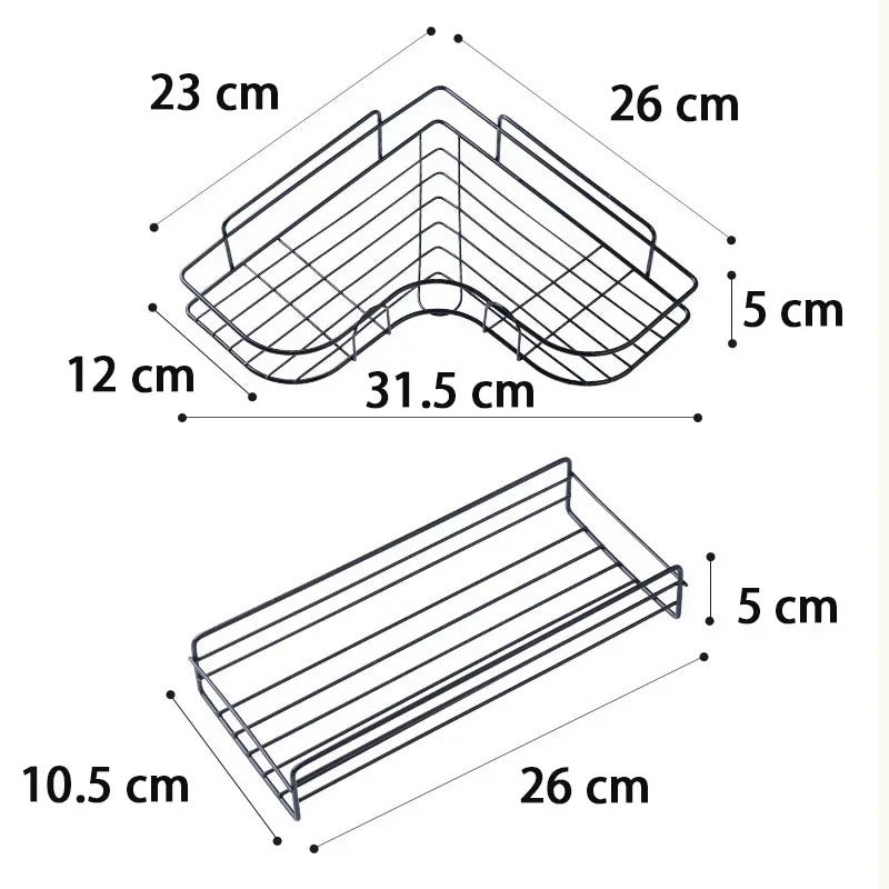 Étagère Murale D'angle De Salle De Bain à Barreaux Métalliques Sans Percer