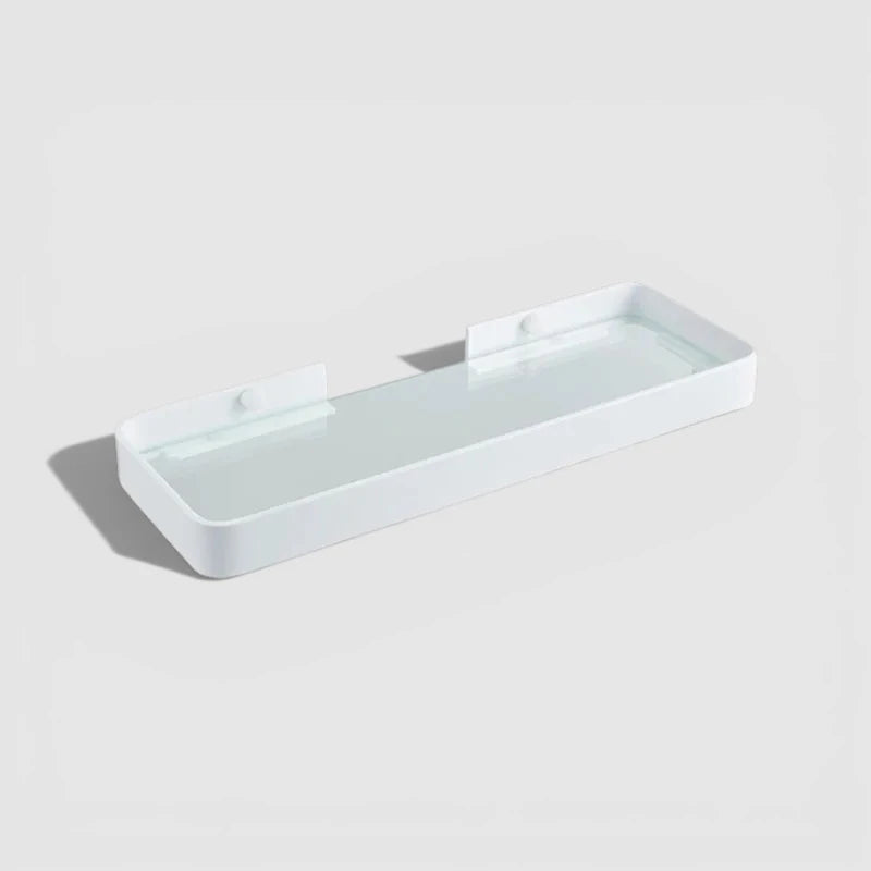 Étagère Murale De Salle De Bain En Verre À Rebords Métalliques Épais À Fixations Invisibles