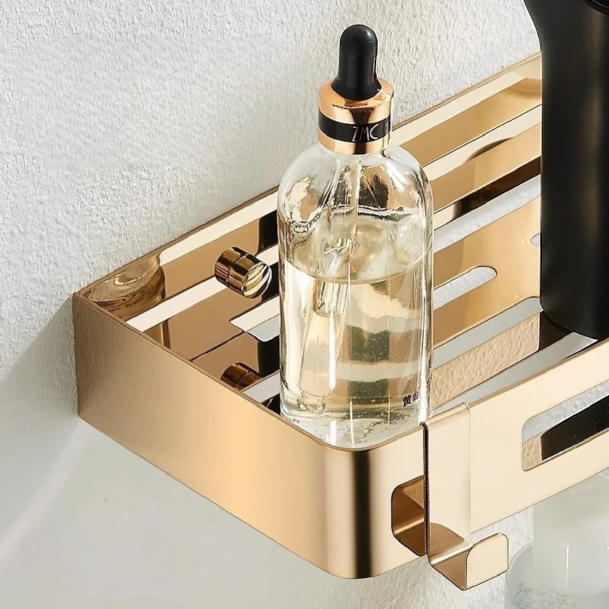 Étagère Murale Dorée De Salle De Bain Métallique À Rebords À Fixations Invisibles