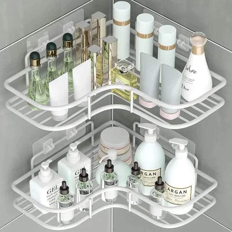 Étagère Murale D'angle De Salle De Bain à Barreaux Métalliques Sans Percer