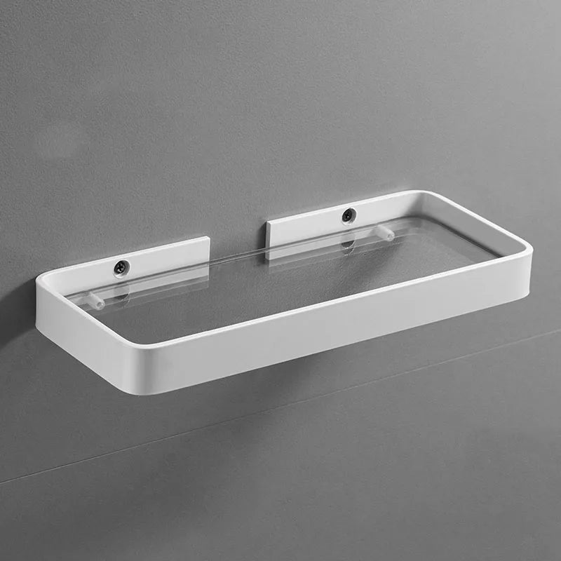 Étagère Murale De Salle De Bain En Verre À Rebords Métalliques Épais À Fixations Invisibles