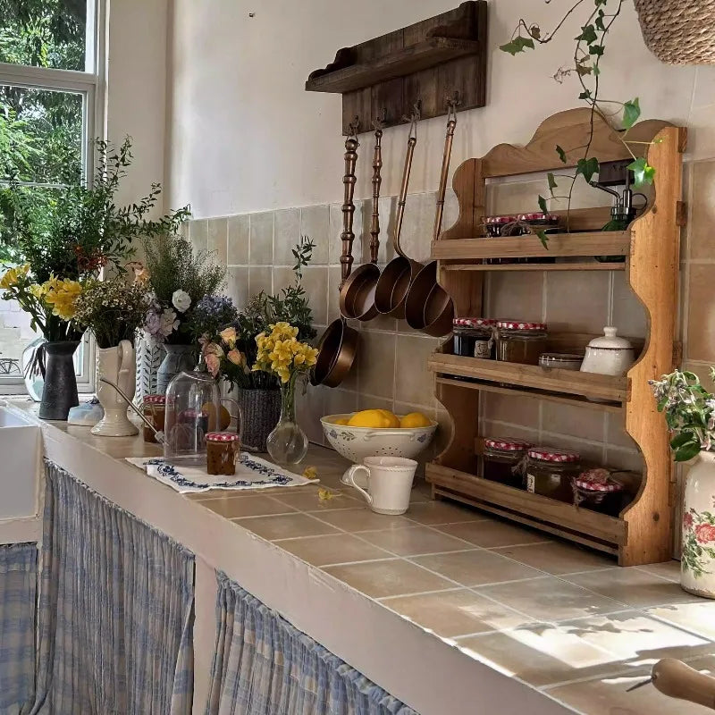 Étagère Murale Vintage En Bois Naturel Foncé À Rebords À Fixations Invisibles