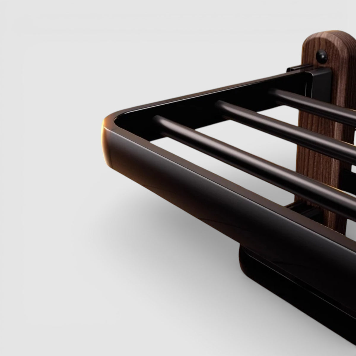 Étagère Murale Métallique De Salle De Bain Porte Serviette En Bois Foncé