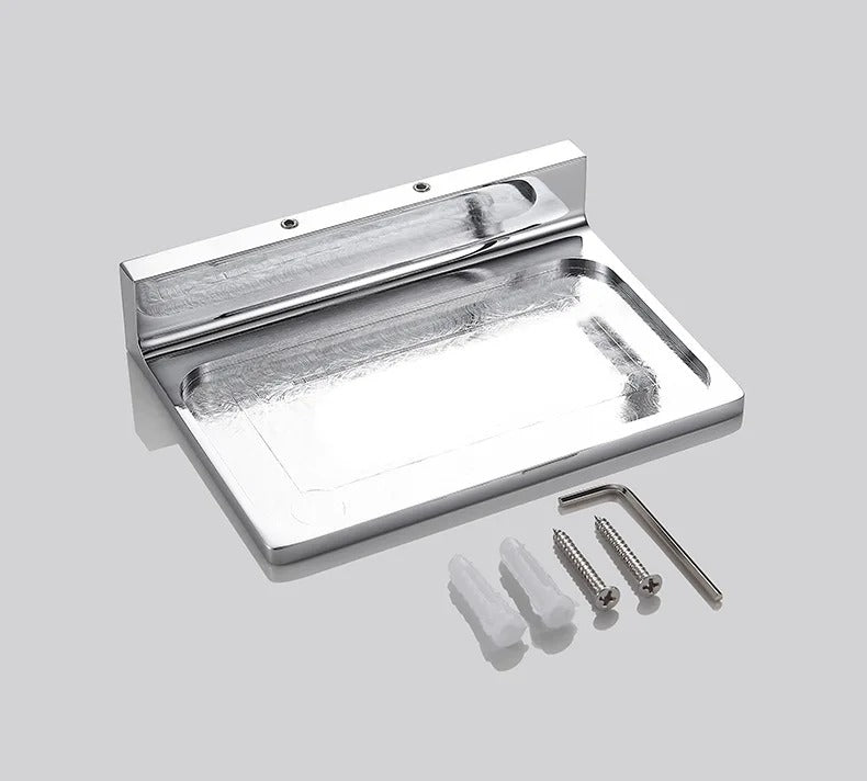 Étagère Murale Métallique  À Fixations Invisibles De Salle De Bain Pour Accessoires