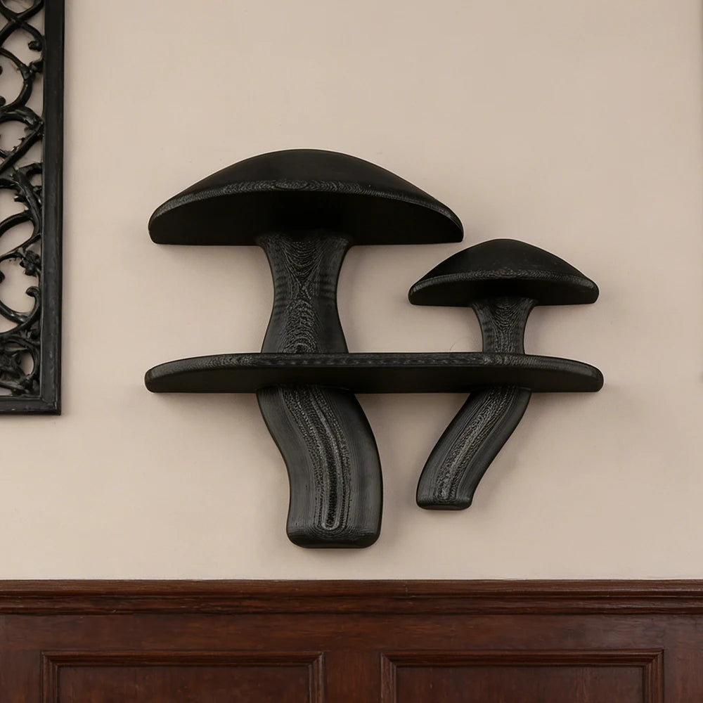 Étagère Murale Vintage Noire Décorative En Forme De Champignon