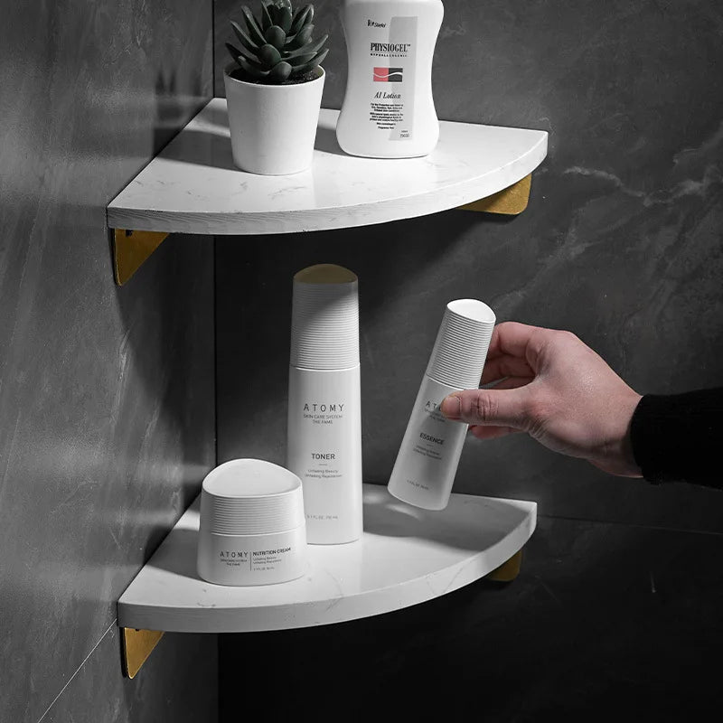 Étagère Murale D'Angle De Salle De Bain En Marbre