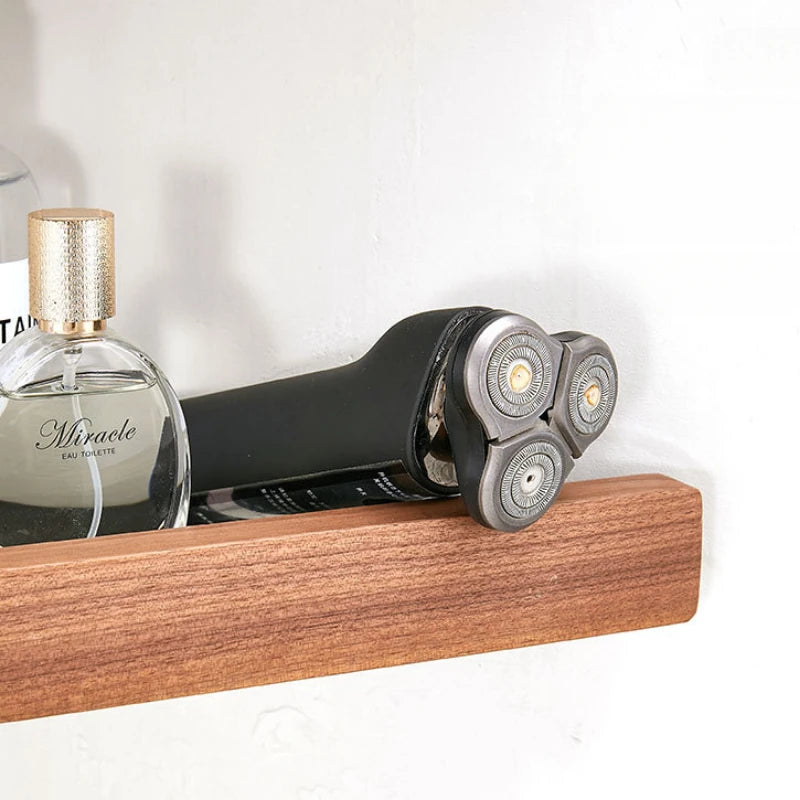 Étagère Murale D'Angle De Salle De Bain À Rangements Pour Accessoires En Bois