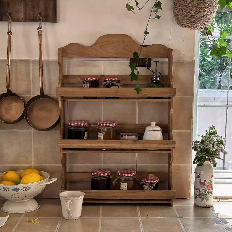 Étagère Murale Vintage En Bois Naturel Foncé À Rebords À Fixations Invisibles