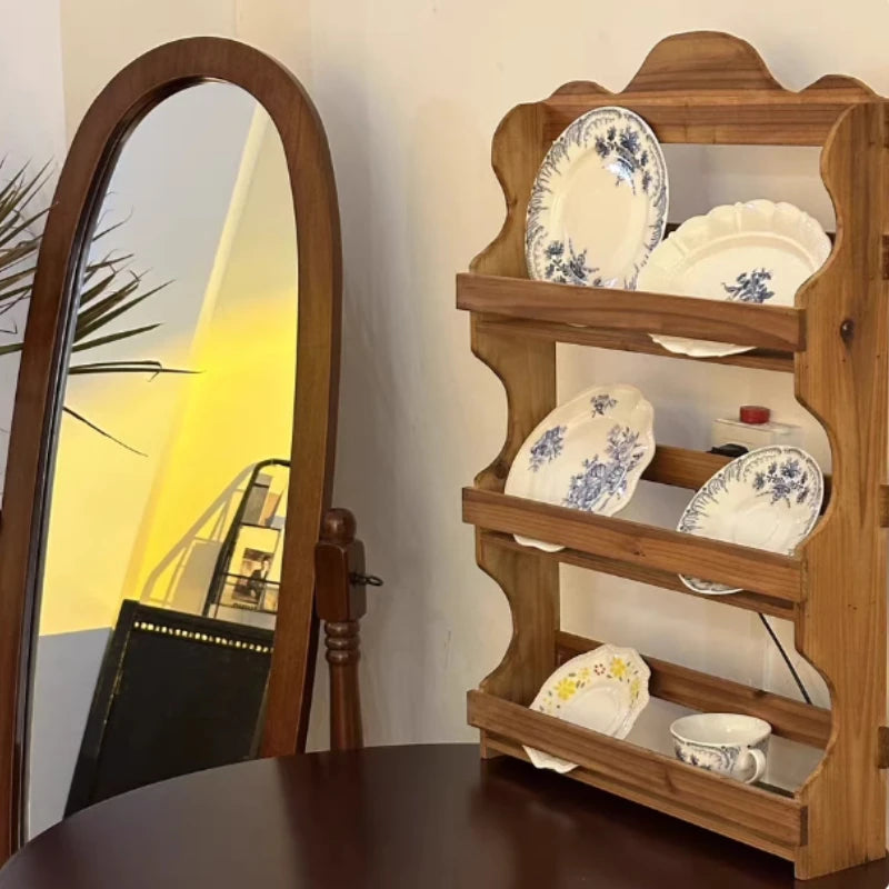 Étagère Murale Vintage En Bois Naturel Foncé À Rebords À Fixations Invisibles