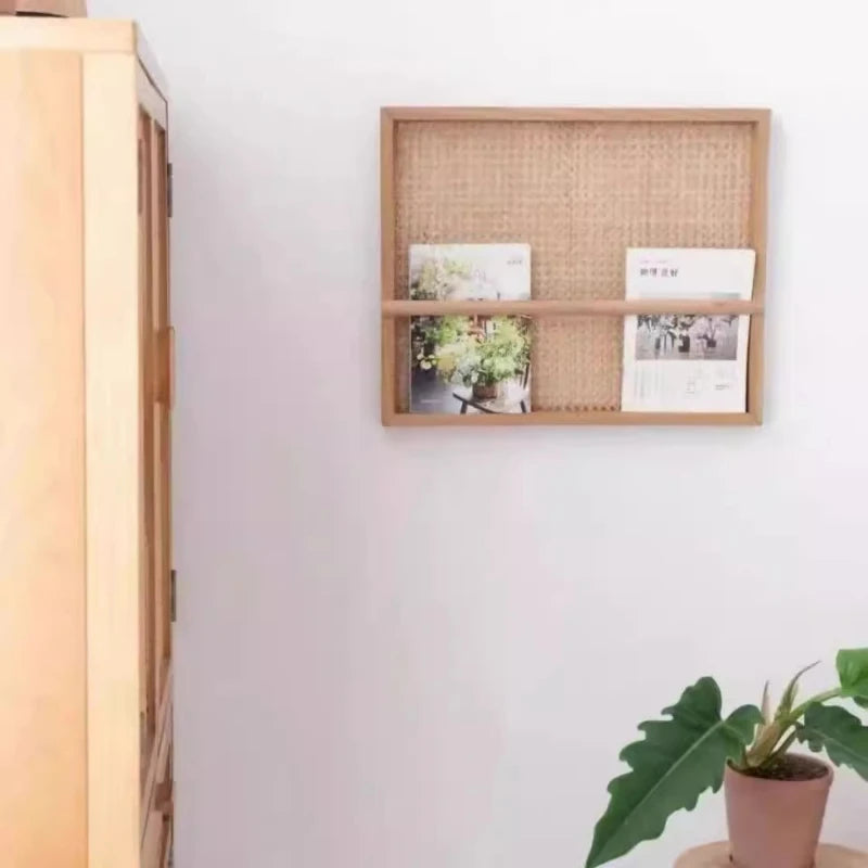 Étagère Murale En bois Naturel À Rebords En Rotin