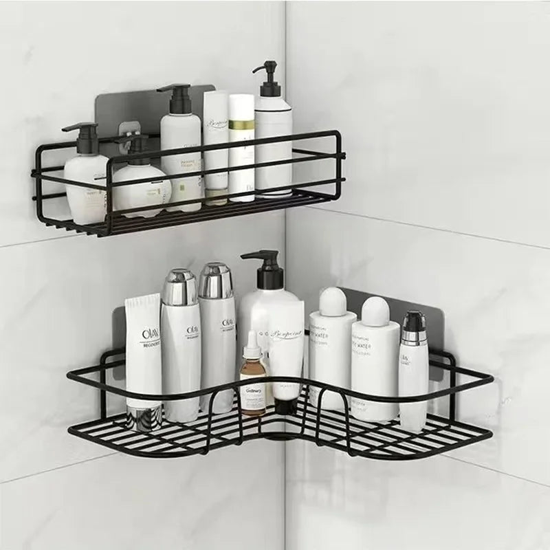 Étagère Murale D'angle De Salle De Bain à Barreaux Métalliques Sans Percer Image