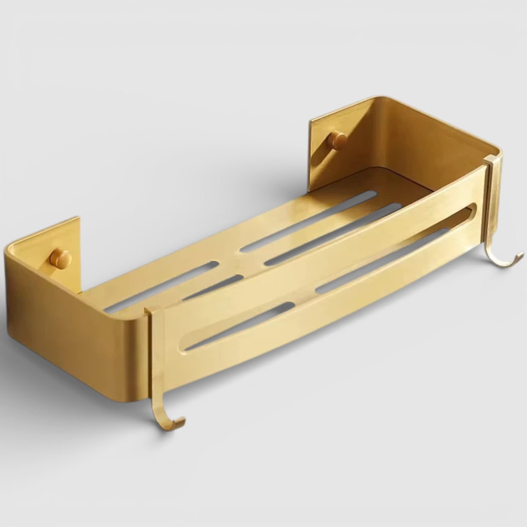 Étagère Murale Métallique De Salle De Bain Dorée À Fixations Invisibles À Rebords