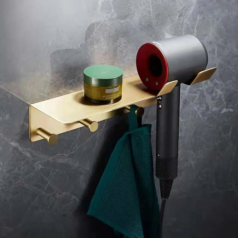 Étagère Murale Métallique De Salle De Bain Dorée Porte Serviette À Rebords À Fixations Invisibles