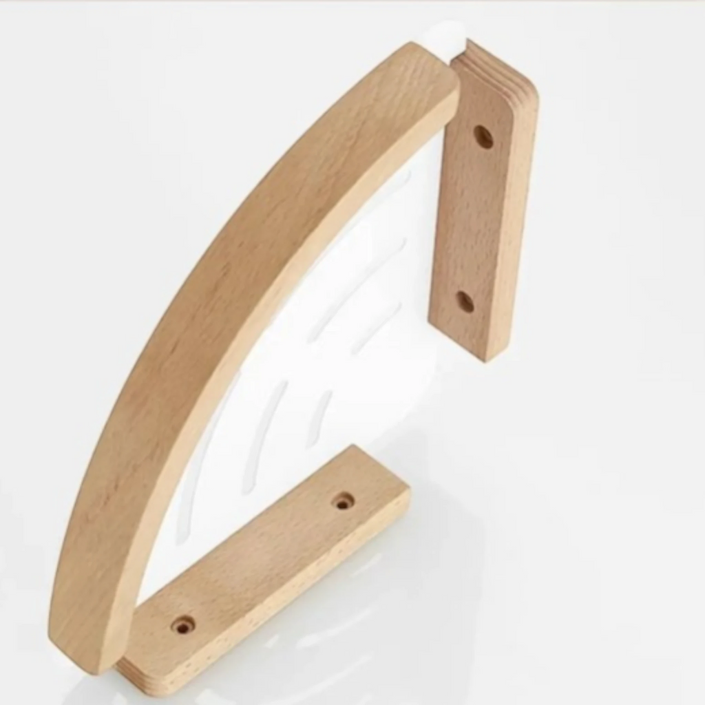 Étagère Murale D'Angle Blanche De Salle De Bain À Rebords En Bois Naturel Clair À Fixations Invisibles