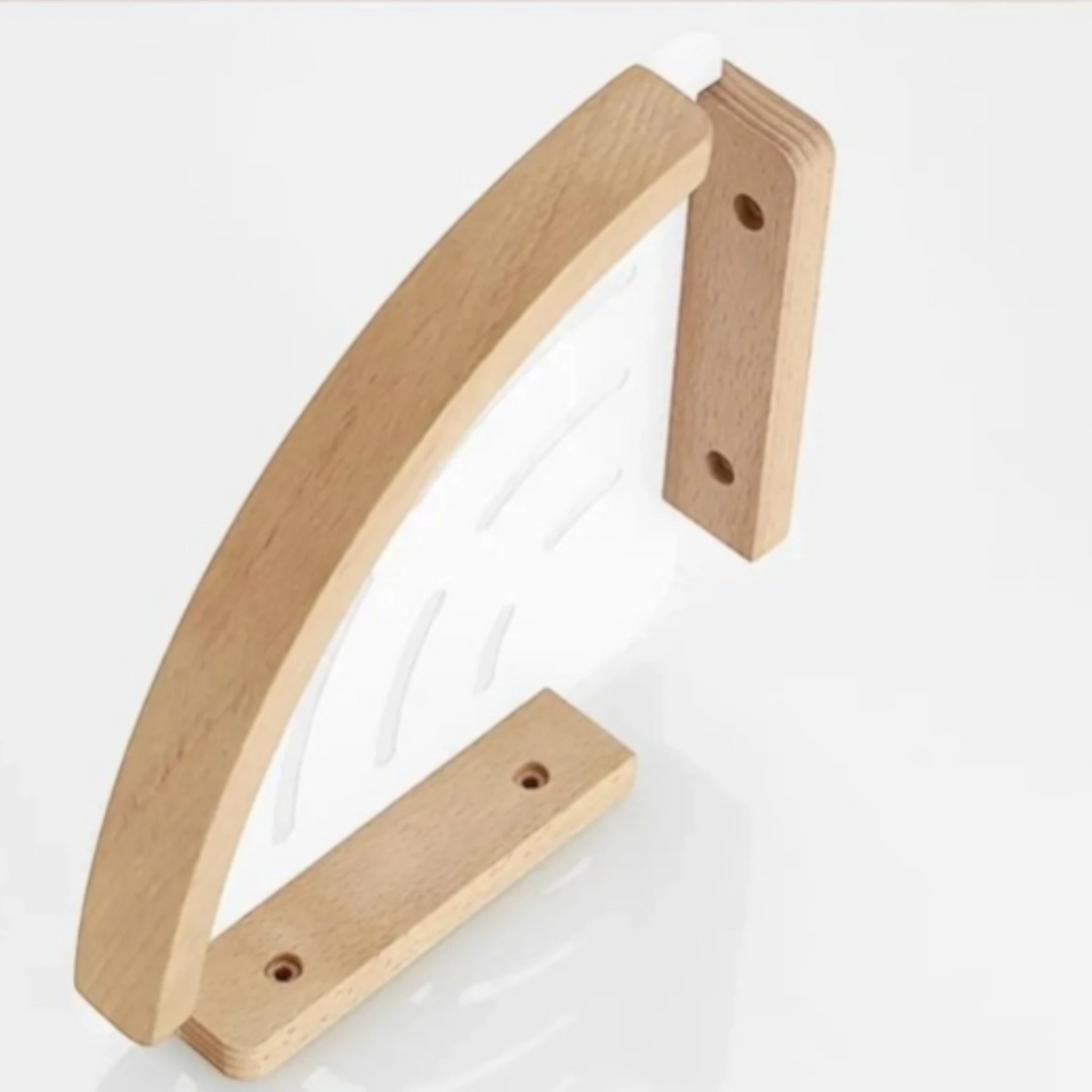 Étagère Murale D'Angle Blanche De Salle De Bain À Rebords En Bois Naturel Clair À Fixations Invisibles