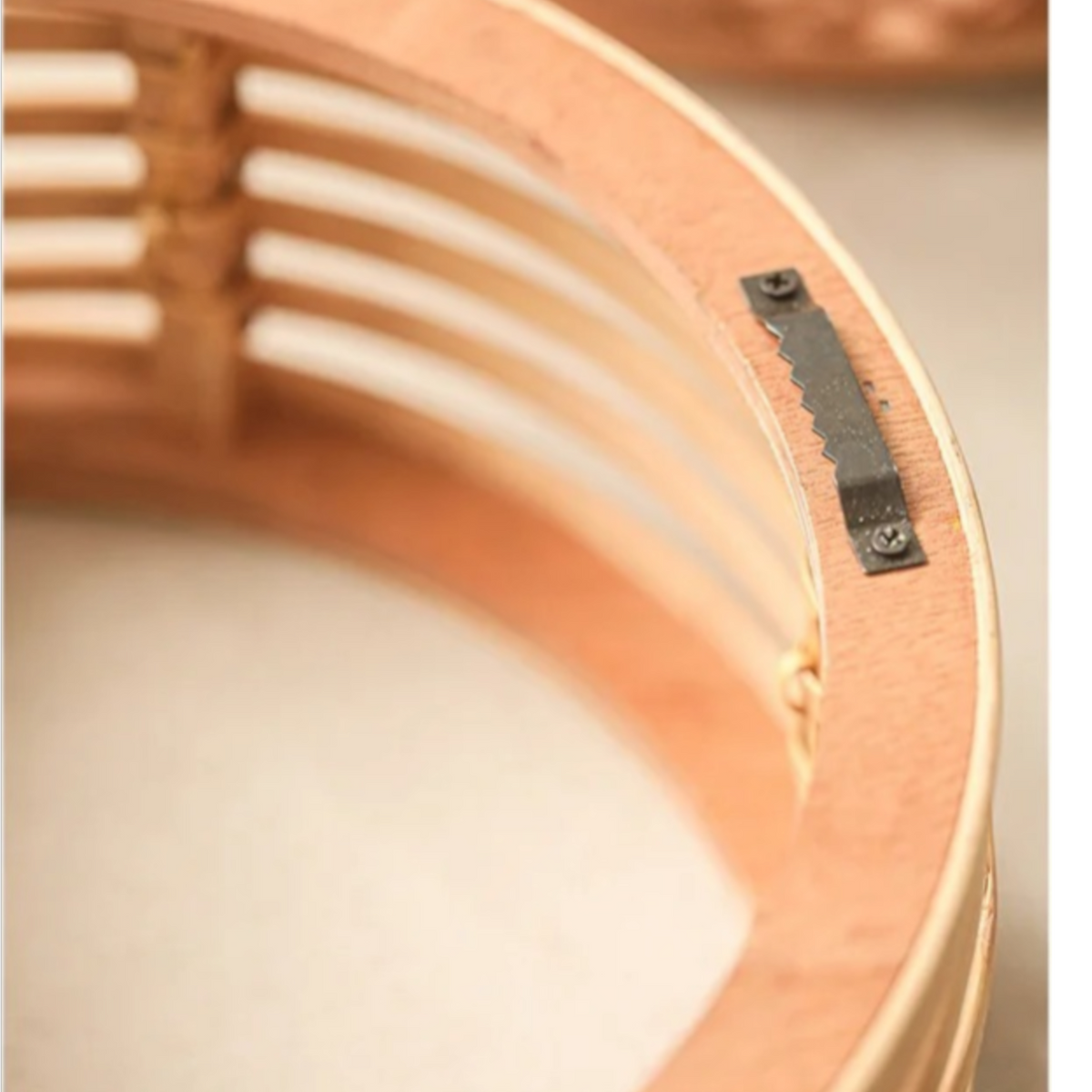 Étagère Murale Ronde En Bambou Et Rotin À Double Étages À Fixations Invisibles