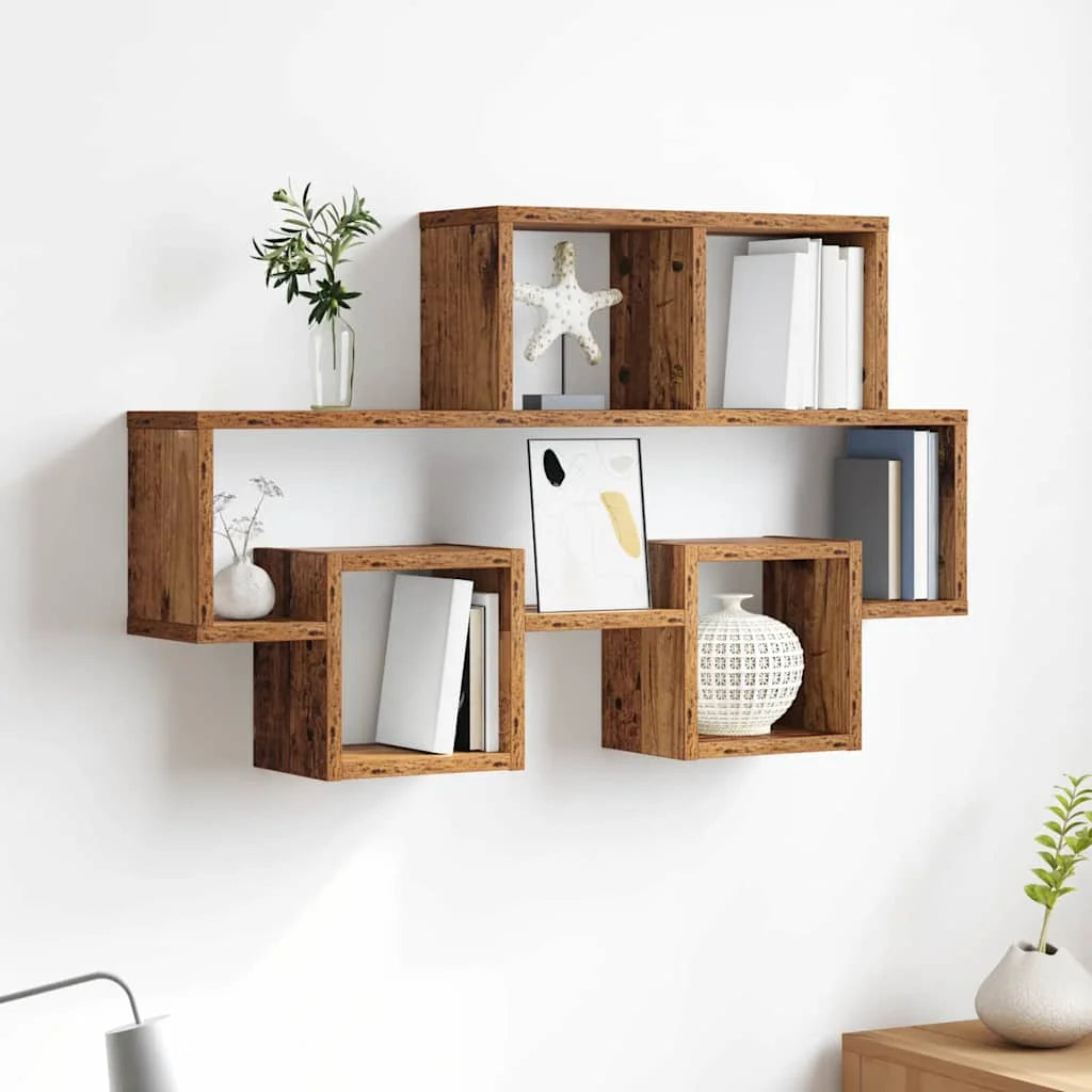 Étagère Murale De Bibliothèque En Bois Naturel Foncé À 4 Étages