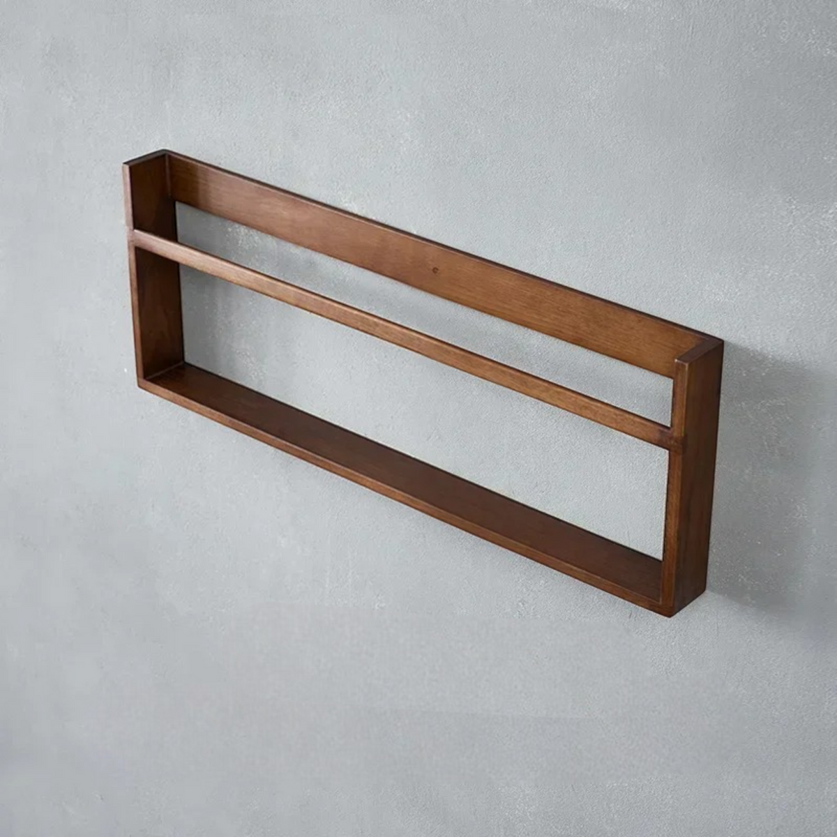 Étagère Murale Pour Livres En Bois Naturel Foncé À Rebords À Fixations Invisibles